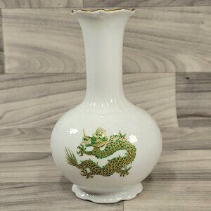 Schumann Arzberg Germany 5 Toed Green Dragon Vase 7" Bavaria Porcelain Hand Pain